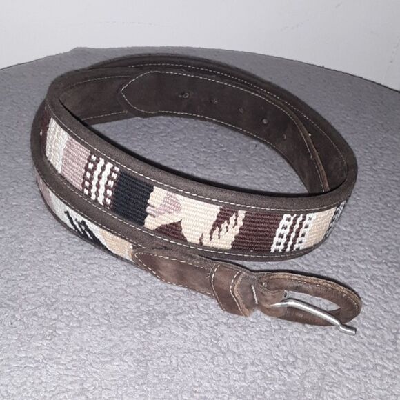 Tribal Boho Needlepoint Belt Size 34 - Picture 1 of 5